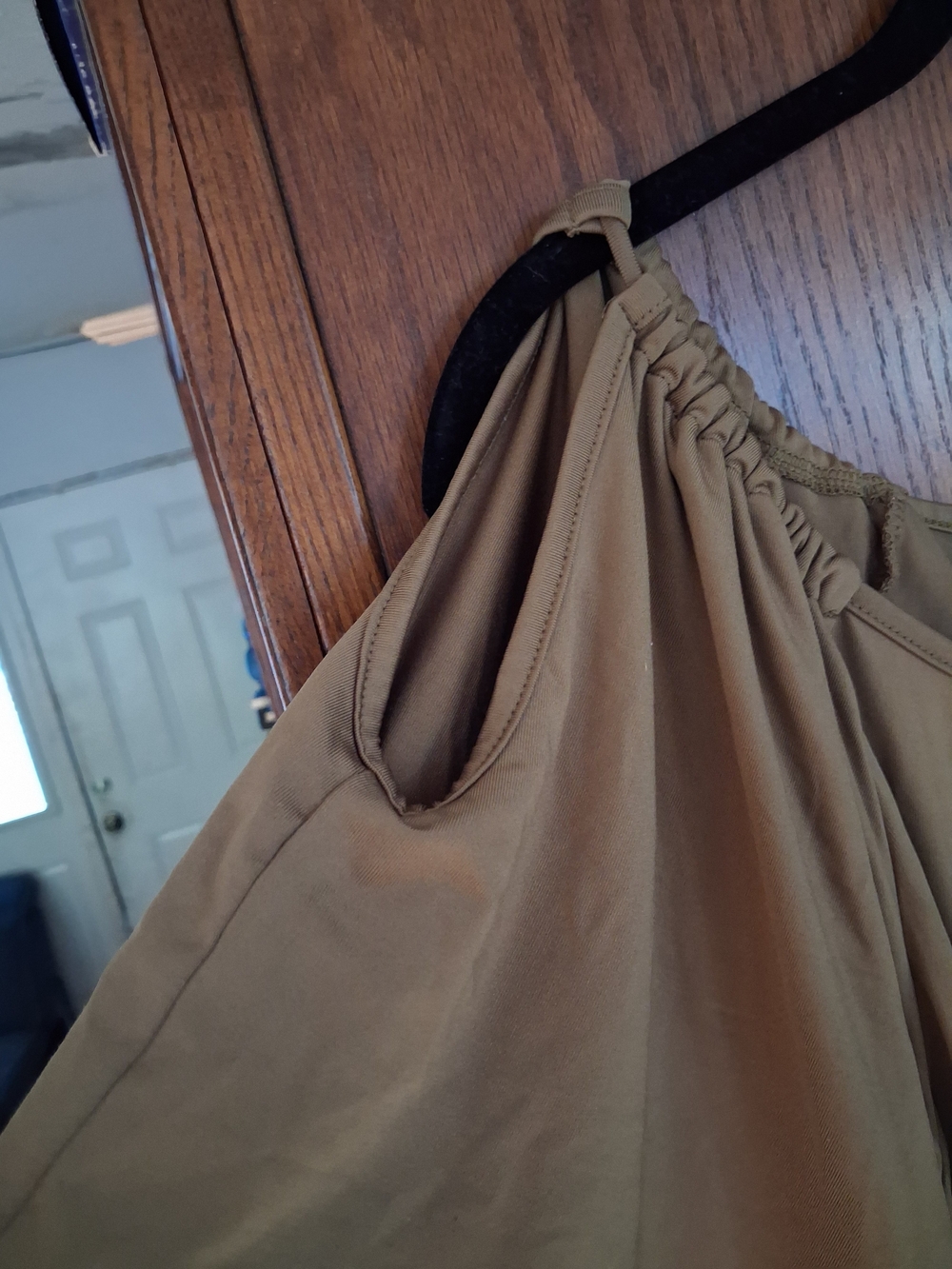 Olive Cold-Shoulder Ruffle Sleeve Tunic - Picture 3 of 4